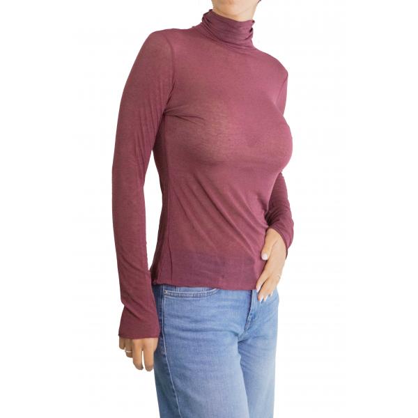 Maglia misto cashmere tinta unita collo alto